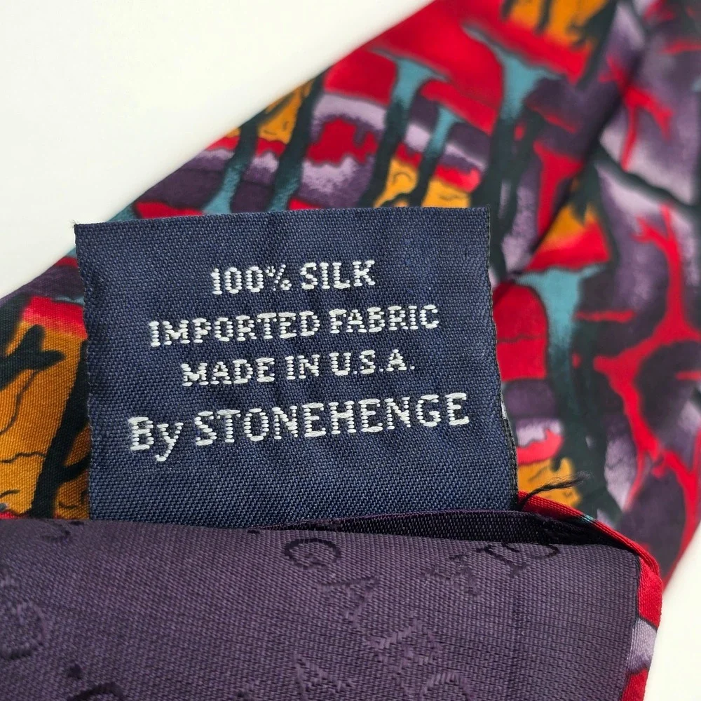 J. Garcia California Mission‎ Collection Nine Silk Tie Red Abstract Stonehenge